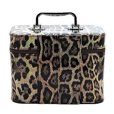 Glossy Leopard Printed 2-in-1 Cosmetic Case