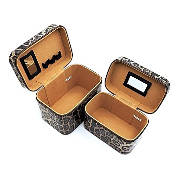 Glossy Leopard Printed 2-in-1 Cosmetic Case