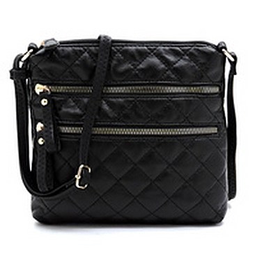 Quilted Multi Zip Pocket Crossbody Bag
