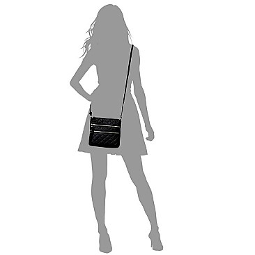 Quilted Multi Zip Pocket Crossbody Bag