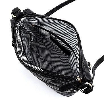 Quilted Multi Zip Pocket Crossbody Bag