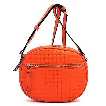 Quilted Oval Crossbody Bag