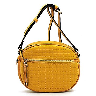 Quilted Oval Crossbody Bag