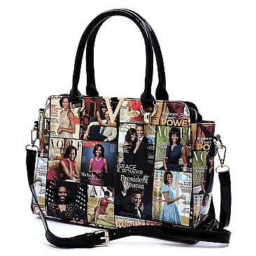 2-in-1 Magazine Cover Collage V Accent 2-in-1 Satchel & Wallet Set
