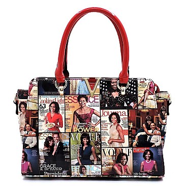 2-in-1 Magazine Cover Collage V Accent 2-in-1 Satchel & Wallet Set