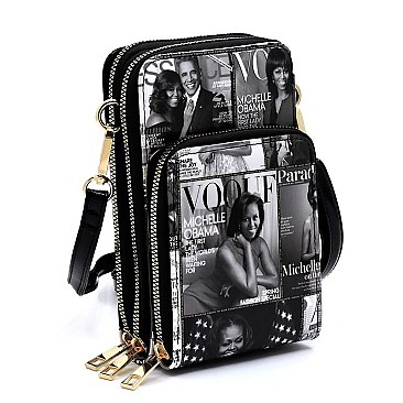 Obama Magazine Cover Crossbody Bag Cell Phone Purse