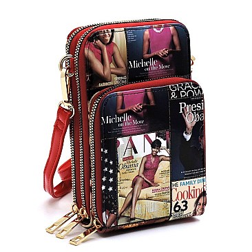 Obama Magazine Cover Crossbody Bag Cell Phone Purse