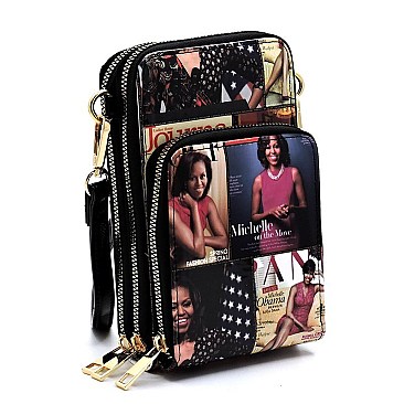 Obama Magazine Cover Crossbody Bag Cell Phone Purse