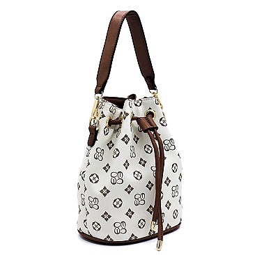 Monogram Drawstirng Bucket Satchel