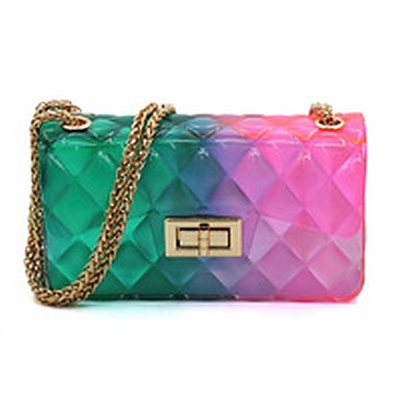 Quilt Embossed Multi Color Jelly Classic Shoulder Bag