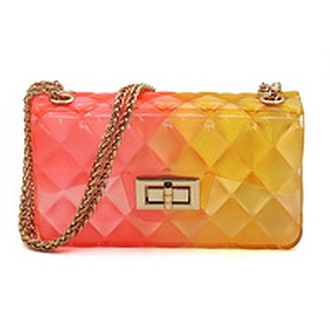 Quilt Embossed Multi Color Jelly Classic Shoulder Bag