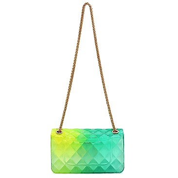 Quilt Embossed Multi Color Jelly Classic Shoulder Bag