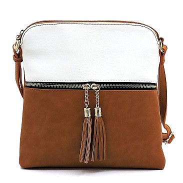 Mid-Zip Tasselled Crossbody Bag