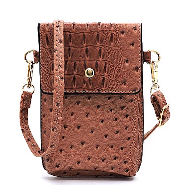 Ostrich Print Embossed Cellphone Holder Cross Body MH-LQ124