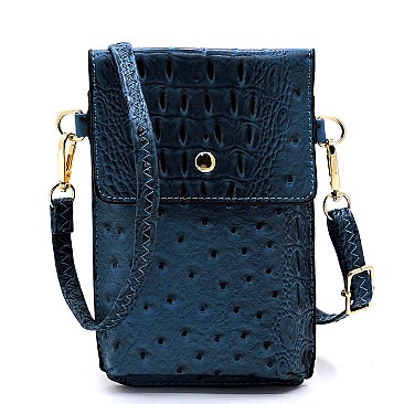 Ostrich Print Embossed Cellphone Holder Cross Body MH-LQ124