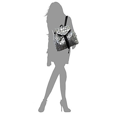 Geometric Checker Drawstring Backpack