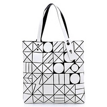 Geometric Checker Flat Tote