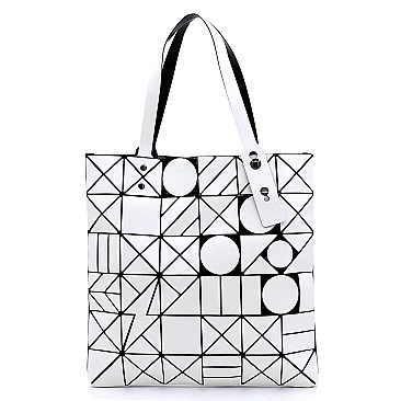 Trendy Geometric Checker Flat Tote