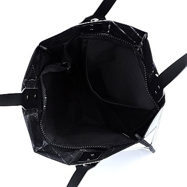 Trendy Geometric Checker Flat Tote
