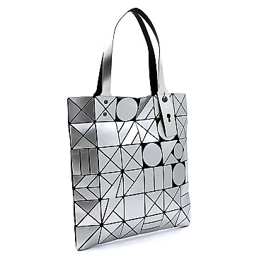 Trendy Geometric Checker Flat Tote