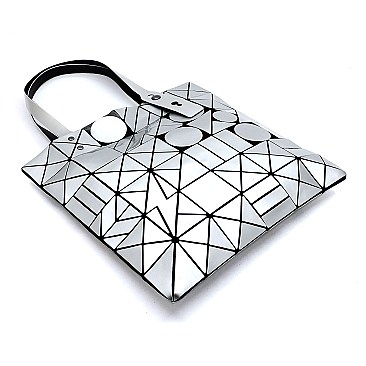 Trendy Geometric Checker Flat Tote