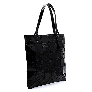 Geometric Checker Flat Tote