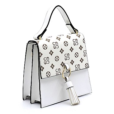 Ring Tassel Monogram Flap Crossbody Satchel