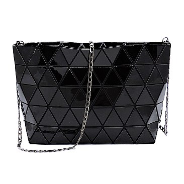 Trendy Geometric Checker Crossbody Clutch Bag