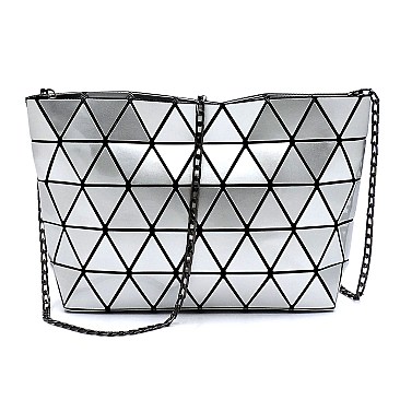 Trendy Geometric Checker Crossbody Clutch Bag