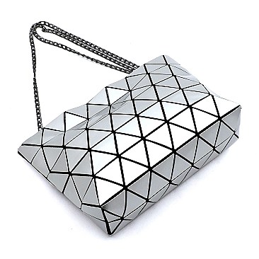 Trendy Geometric Checker Crossbody Clutch Bag