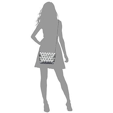 Trendy Geometric Checker Crossbody Clutch Bag