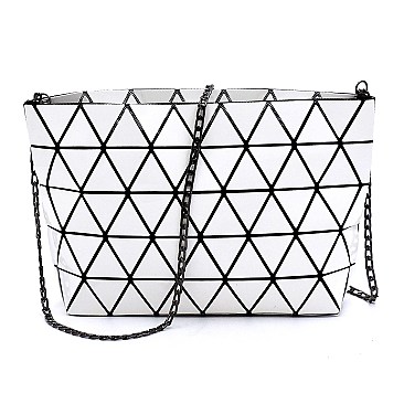 Trendy Geometric Checker Crossbody Clutch Bag