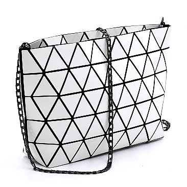 Trendy Geometric Checker Crossbody Clutch Bag