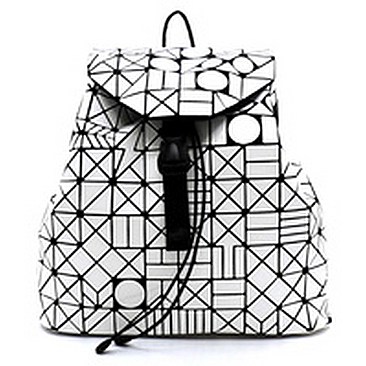 Geometric Checker Drawstring Backpack