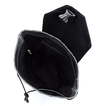 Fashion Geometric Checker Drawstring Backpack