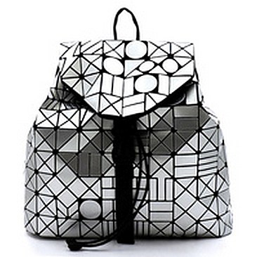 Geometric Checker Drawstring Backpack