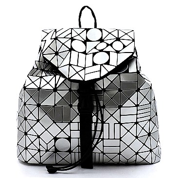 Fashion Geometric Checker Drawstring Backpack