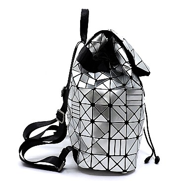 Fashion Geometric Checker Drawstring Backpack