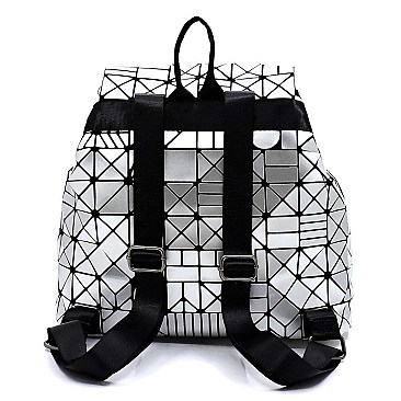Geometric Checker Drawstring Backpack