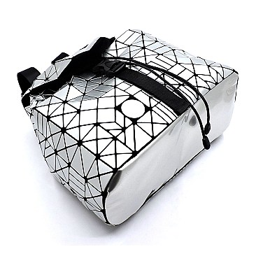 Fashion Geometric Checker Drawstring Backpack