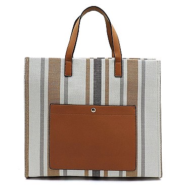 Stripe Canvas Boxy Shopper