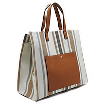 Stripe Canvas Boxy Shopper