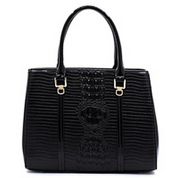 Glossy Crocodile Top Handle Satchel