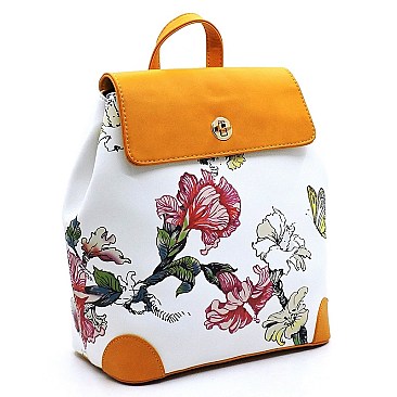Flower Printed Backpack