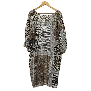 Animal Print Kimono Gown