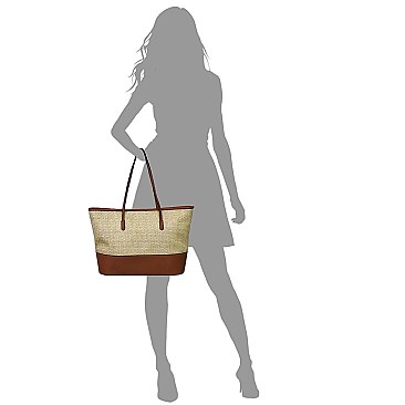 Woven Straw Large Shopper Tote