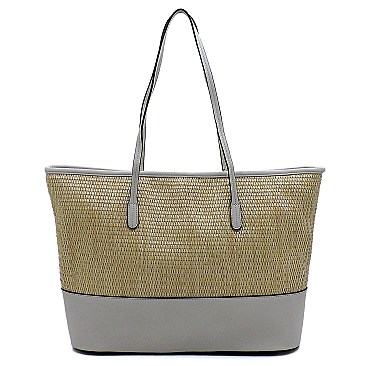 Woven Straw Large Shopper Tote
