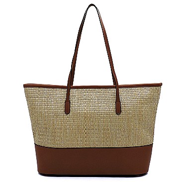 Woven Straw Large Shopper Tote
