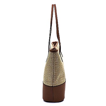 Woven Straw Large Shopper Tote