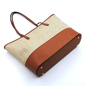 Woven Straw Large Shopper Tote